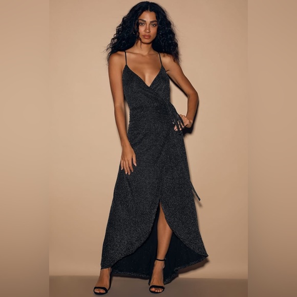 Lulus Celestial Sparkly Wrap Dress - Picture 5 of 8